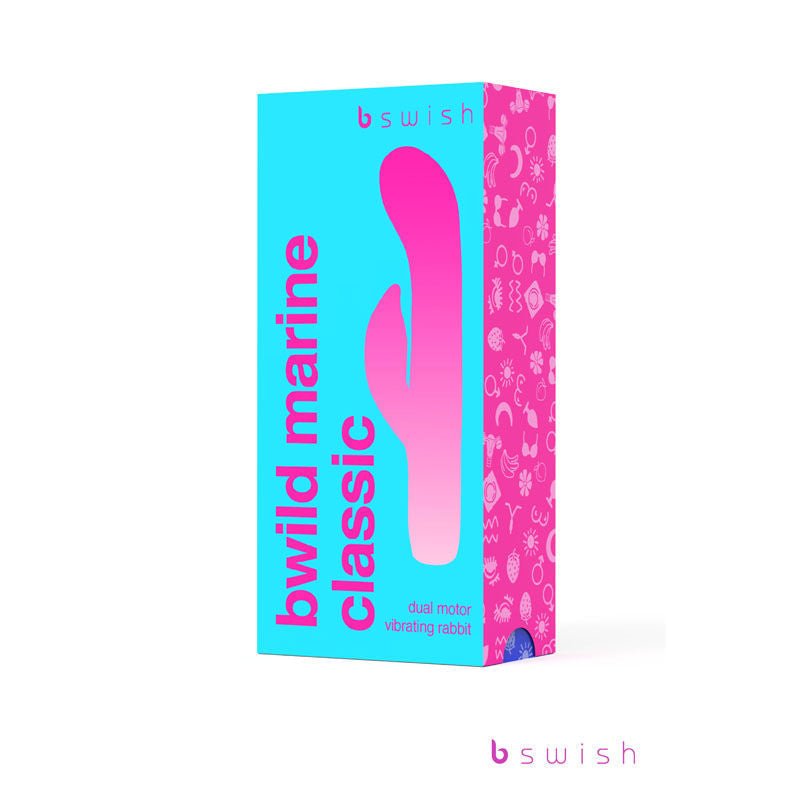 Bwild classic marine - rabbit vibrator -  Purple -box front view | Flirtybay.com.au